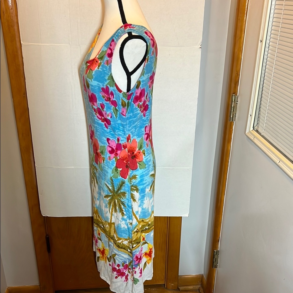 Phool Tropical Floral Sleeveless Dress - Blue and Multicolor - Picture 4 of 9